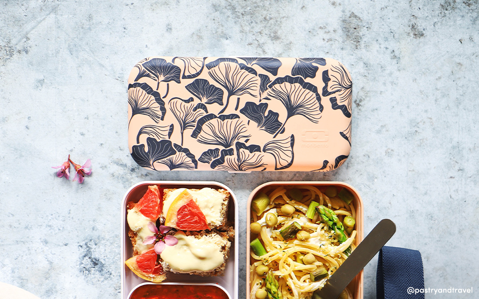 Recette Bento - Red lentils pasta salad with granola berries