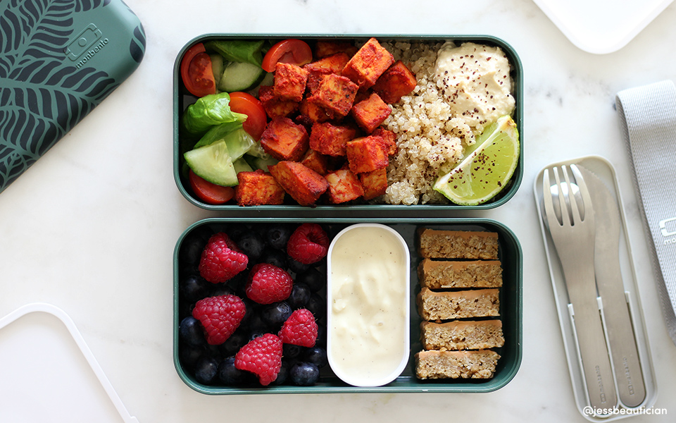 Recette Bento - Smoky Marinated Tempeh Quinoa Salad - Monbento